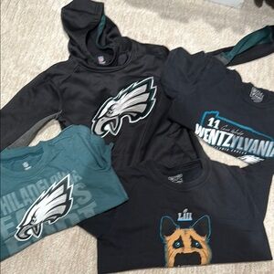 Team Apparel Kids Eagles Hoodie and Tees Set - Black and Teal